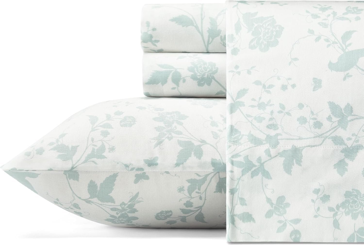 Cotton Sateen Flat Sheet with Floral Vine Pattern