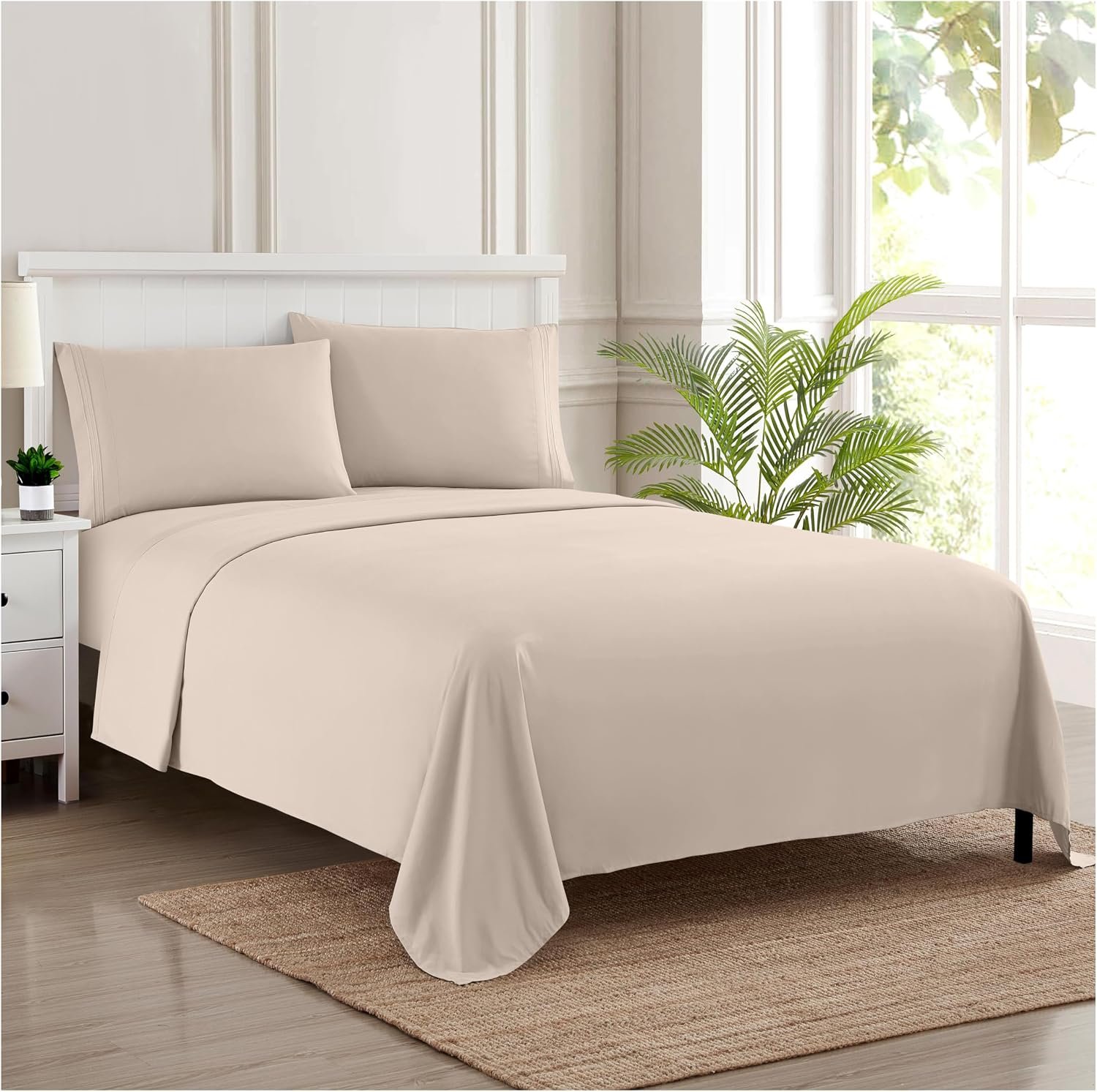 Flat Sheet with Built In Elastic Straps